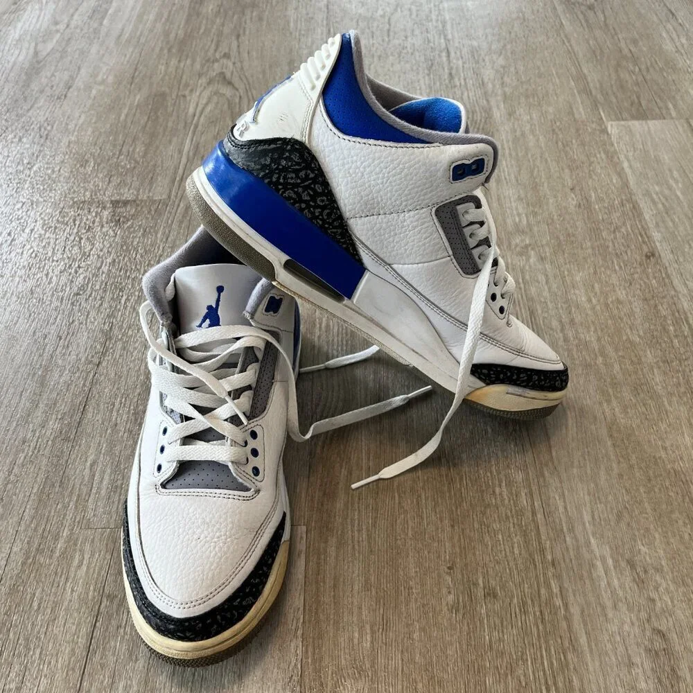 Mens Air Jordan Jordan 3 Retro 'Racer Blue' Sneakers CT8532-145 - 9.5